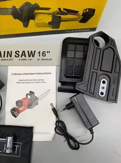 Акумуляторна ланцюгова пила Electric SAW 16" з 2 акумуляторами жовта | Зображення 4