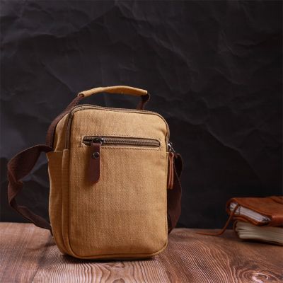 Сумка Vintage Из плотного текстиля Песочная (22222) | Зображення 3