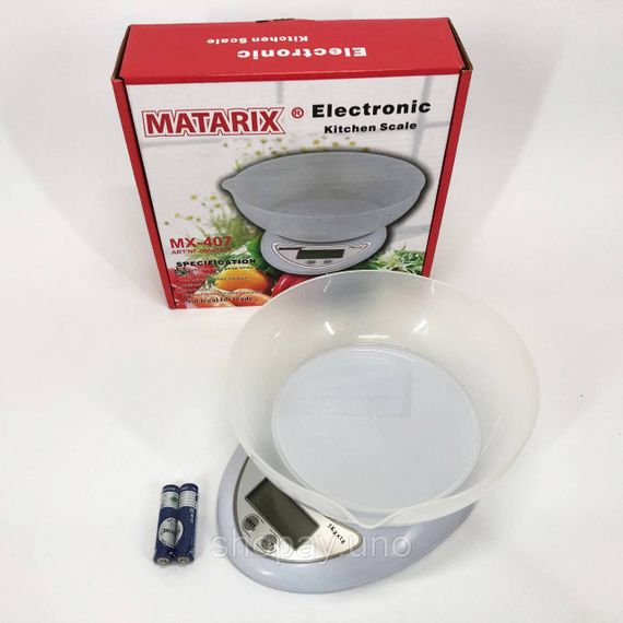 Кухонні електронні ваги з чашею до 5 кг Matarix MX-407, Компактні електронні кухонні ваги | Зображення 3