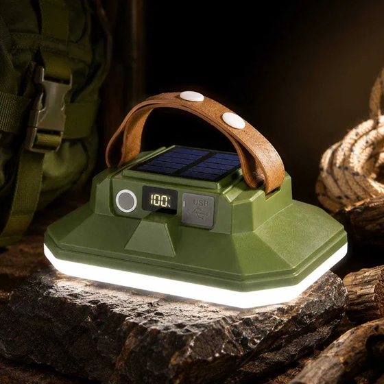 Кемпинговая аккумуляторная LED лампа Bailong JK-06 с солнечной панелью и Power Bank 7 режимов 5 Вт Зеленый | Зображення 3