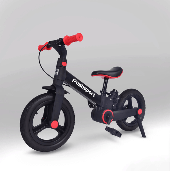 Дитячий велосипед-біговел 2в1 PUSH SPORT M10 | Ручне гальмо, страхувальні колеса та регульоване сидіння Червоний | Зображення 4