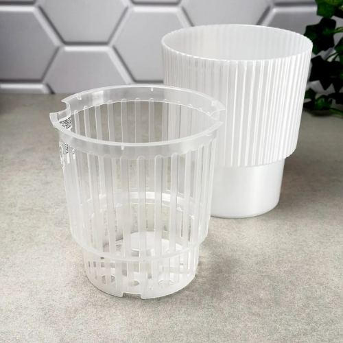 Вазон Стелла для орхідей дренажний 16*18,5см біла перлина Алеана | Зображення 3