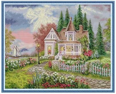 Набір для вишивання за нанесеною на канву схемою "Cozy Evening". AIDA 14CT printed 59*49 см