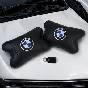 Подушка для комфорту в авто BMW, Подушка під голову для поїздок, Автоподушка подарунок JD-41