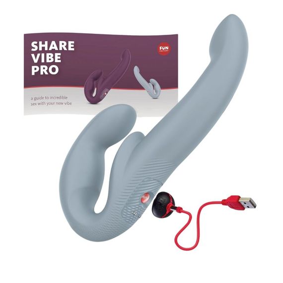 Безремінний страпон з вібрацією Fun Factory SHARE VIBE PRO cool grey, регульований | Зображення 3