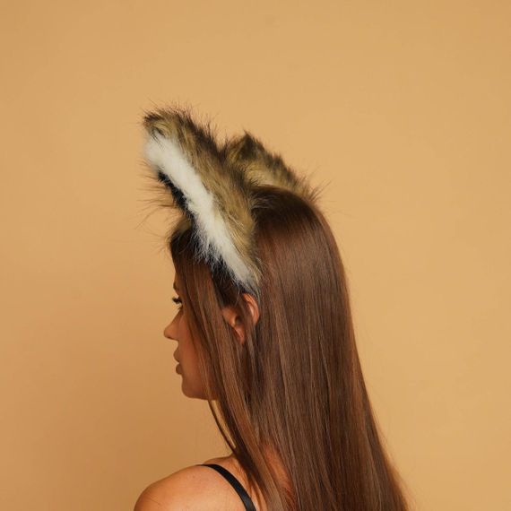 Хутряні вушка кішки триколірні: Коричневий, чорний, білий OKOVA Sex Aura | Зображення 4