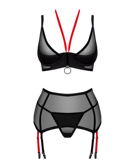 Комплект с поясом для чулок Obsessive Glandez garter belt set Черный XL/2XL | Зображення 3