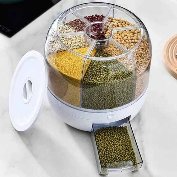 Поворотний диспенсер для круп органайзер-дозатор сипучих продуктів | Зображення 1