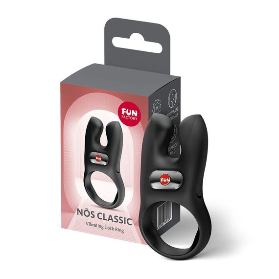 Ерекційне віброкільце з подвійною стимуляцією клітора Fun Factory NŌS CLASSIC Black, 2 мотори | Зображення 6