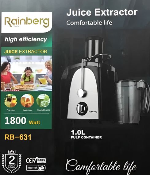 Соковыжималка электрическая центробежная Rainberg RB-631 1800W | Зображення 3