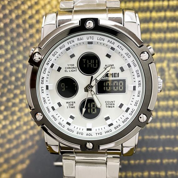 Чоловічий годинник Skmei 1389SI Silver-Black-Silver | Зображення 2
