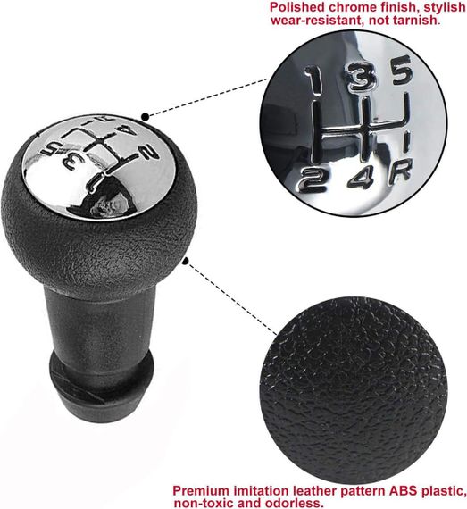 Ручка перемикання передач 5-ступінчаста, змінна головка коробки передач автомобіля для Peugeot Citroen ручка КПП чорний із сріблом | Зображення 3