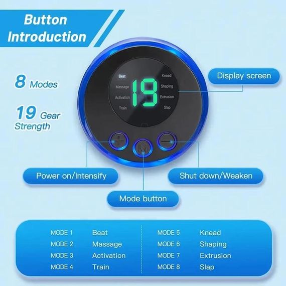 Розумний USB-масажер для ніг з EMS стимуляцією, 8 режимів масажу та 19 рівнів інтенсивності | Зображення 6