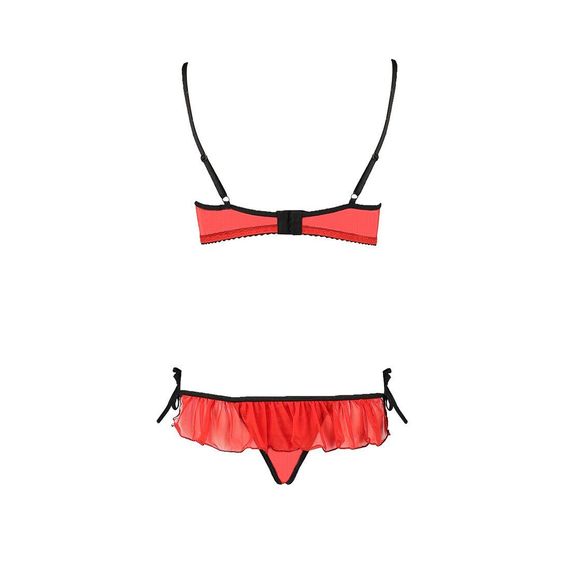 Комплект білизни CHERRY SET OpenBra red XXL/XXXL - Passion Exclusive: відкритий ліф, трусики-спіднич | Зображення 5
