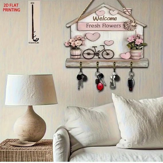 Дошка - ключниця декоративна welcome Fresh Flowers | Зображення 1