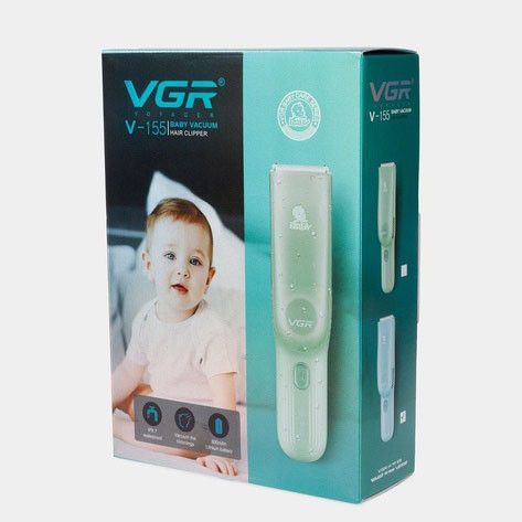 Дитяча машинка для стрижки VGR V-155 GREEN дітей новонароджених безшумна тиха з насадками 0-12 мм | Зображення 1