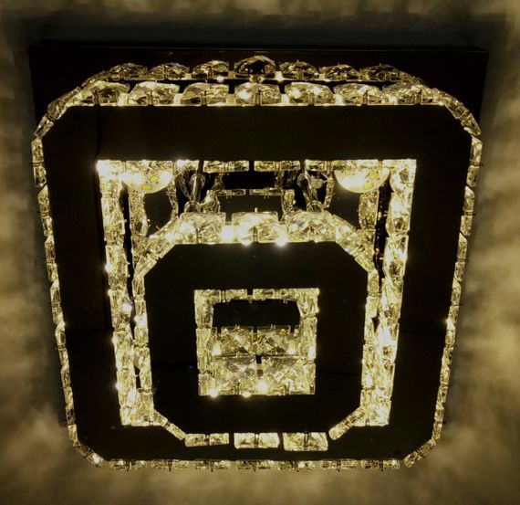 Люстра стельова кришталева LED з пультом 25662 Хром 18х33х33 см. | Зображення 5