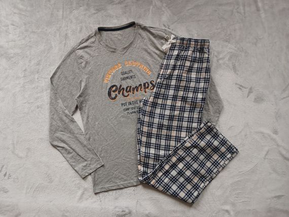 Мужская пижама домашний костюм с фланелевыми штанами | Зображення 1