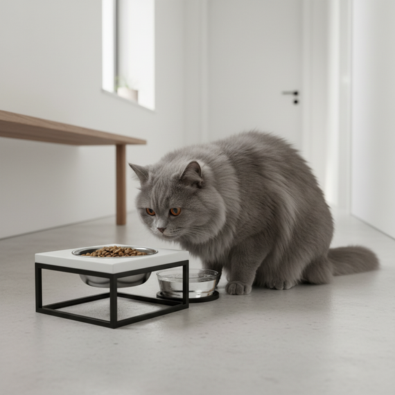 Миска на подставке для кошек и средних собак Hollky Base Solo M (1 × 0,8 л) Solo M-212110-BLWH | Зображення 1