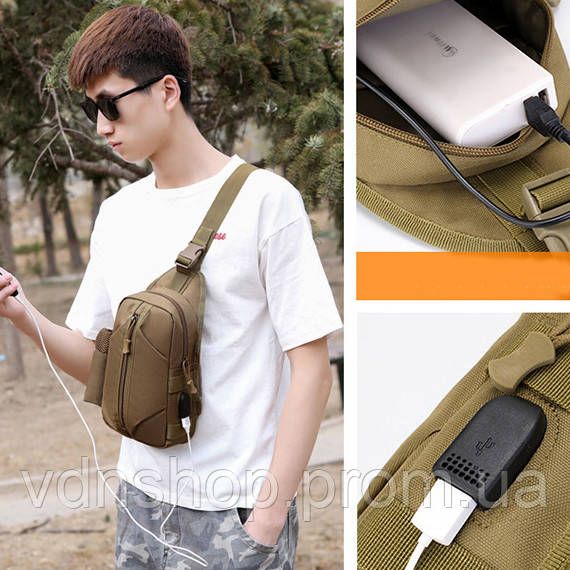 Практичная мужская сумка слинг, Сумки мужские тактические, Тактическая сумка месседжер FK-99 | Зображення 8