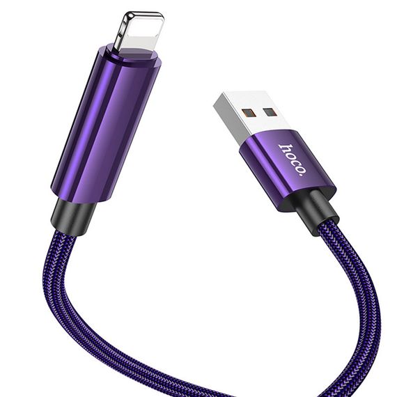 Дата кабель Hoco U125 Benefit 2.4A USB to Lightning with display (1.2m) Purple | Зображення 2