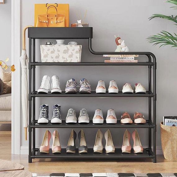 Полиця для взуття Multifunctional Storage Shoe Rack 5 полиць Чорний | Зображення 2
