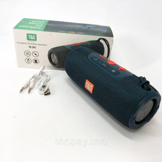 Портативная Bluetooth колонка TG341 со шнурком, Беспроводная колонка портативная мощная. Цвет: синий | Зображення 4