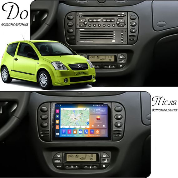 Штатная магнитола 9" Lesko для Citroen C2  2003-2009 2/32Gb CarPlay 4G Wi-Fi GPS Prime Ситроен | Зображення 2