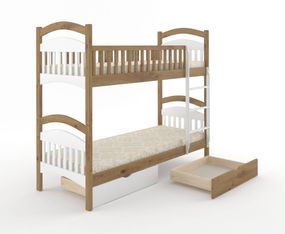Двухъярусная детская кровать iSmart Жасмин Белый (RAL9003) + Орех светлый 80х200 см с ящиками (DDMBG-2319)
