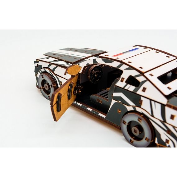 Деревянный 3D конструктор "Muscle car GT" Puz-00639, 162 детали, белый | Зображення 3