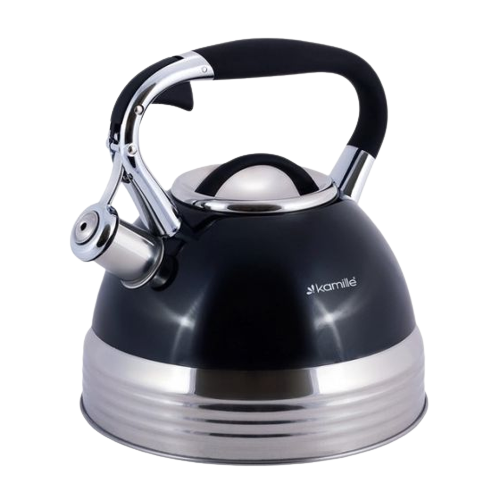 Чайник 2,7л нержавіюча сталь зі свистком з ручкою "soft-touch" (білий,беж,чорний) 0696BL KAMILLE