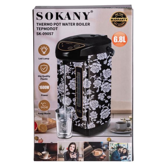 Термопот с функцией поддержки температуры 6.8 л чайник термос 1600 Вт Sokany SK-09057 | Зображення 9