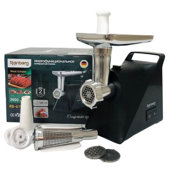 Кухонная мясорубка Rainberg RB-679 3000W, Мясорубка для домашней колбасы, QP-100 Мясорубка професиональна | Зображення 5