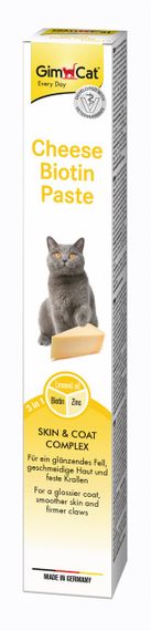 Паста GimCat Cheese Biotin Paste для здоровья и красоты шерсти и кожи у котов 100 гр