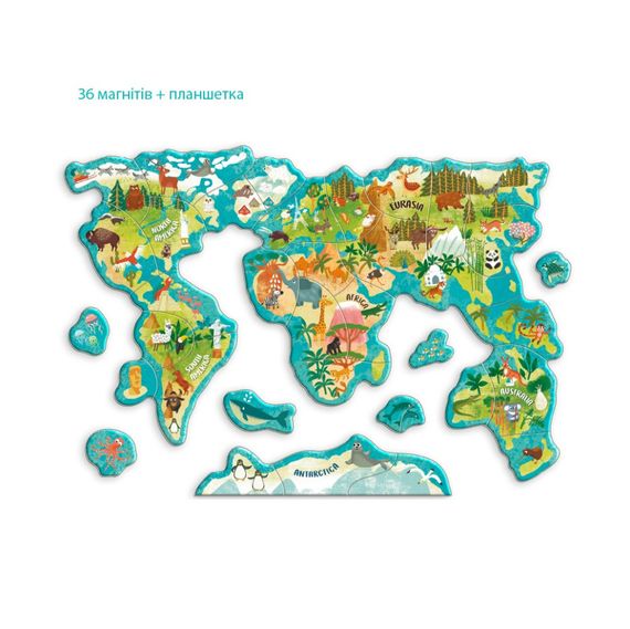 Детская магнитная карта мира животных 200267, 36 элементов | Зображення 3