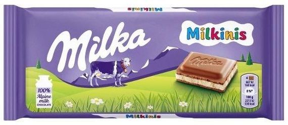 Шоколад молочний з кремовою начинкою Milka Milkinis, 100 г, Швейцарія, Мілкініс