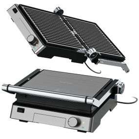 Электрический контактный гриль Silver Crest SKGE 2000 (2000 Вт, покрытие ILAG, 29x26 см, 180°)