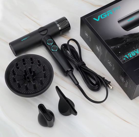 Професійний фен VGR V-469, 4 рівні обдування, 4 рівні температури, 2 насадки, 2400 Вт (47873- V-469_2260) | Зображення 3