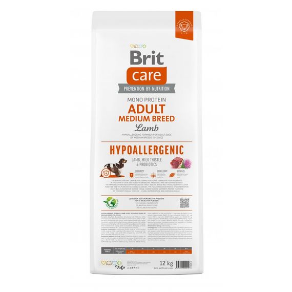 Корм сухий Brit Care Dog Hypoallergenic Adult Medium Breed для собак середніх порід гіпоалергенний з ягням 12 кг | Зображення 3