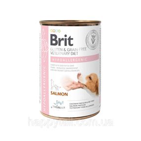 Ветеринарный влажный корм Brit Veterinary Diets Hypoallergenic для собак при аллергии с лососем 400 г