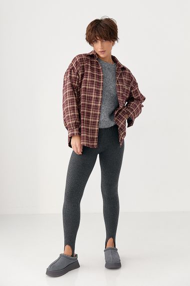 Картата сорочка з накладною кишенею - бордо цвет, ONE SIZE (є розміри) | Зображення 2