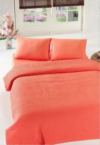 Покривало Eponj Home 8951 Туреччина 200*235 см  Вафельне полотно Кораловий