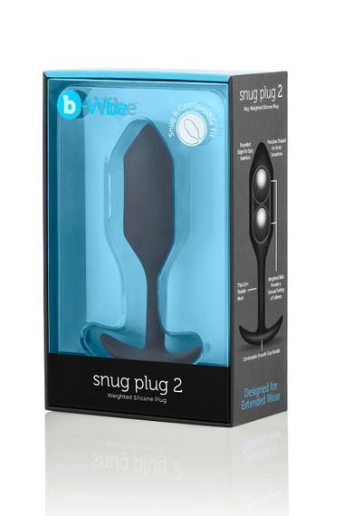 Анальна пробка із зміщеним центром ваги B-Vibe Snug Plug 2, силіконова, чорна | Зображення 6
