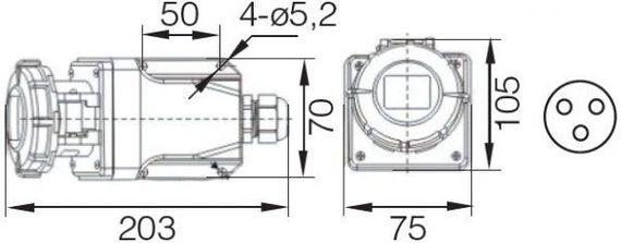 Розетка 1232 PRO стационарная 2Р+PЕ 32А 220В IP67 Ny95502049 | Зображення 1