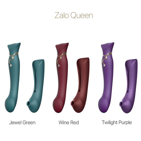Смартвібратор 3в1 Zalo — Queen Set Wine Red, пульсівна перлина та вакуум, кристал Swarovski | Зображення 8