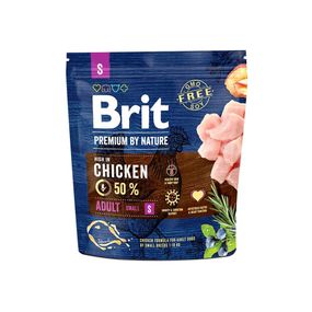 Корм сухий Brit Premium Dog Adult S для дорослих собак дрібних порід вагою 1-10 кг з куркою 1 кг