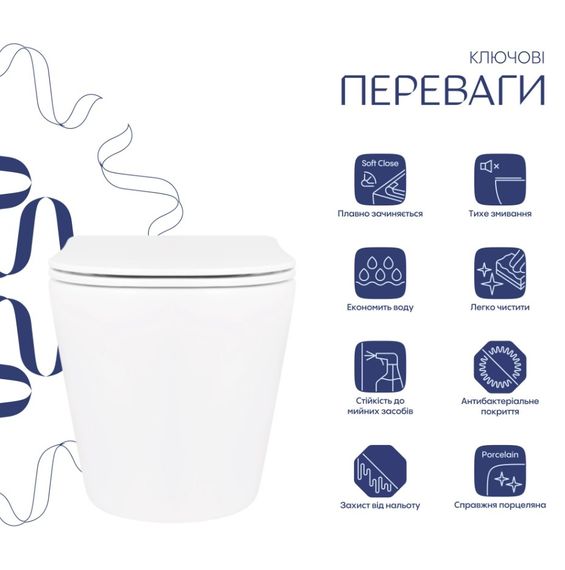 Унітаз підвісний Qtap Scorpio Ultra Quiet, з сидінням Slim Duroplast/ Soft-close/ Quick relase QT14332380ASW | Зображення 7