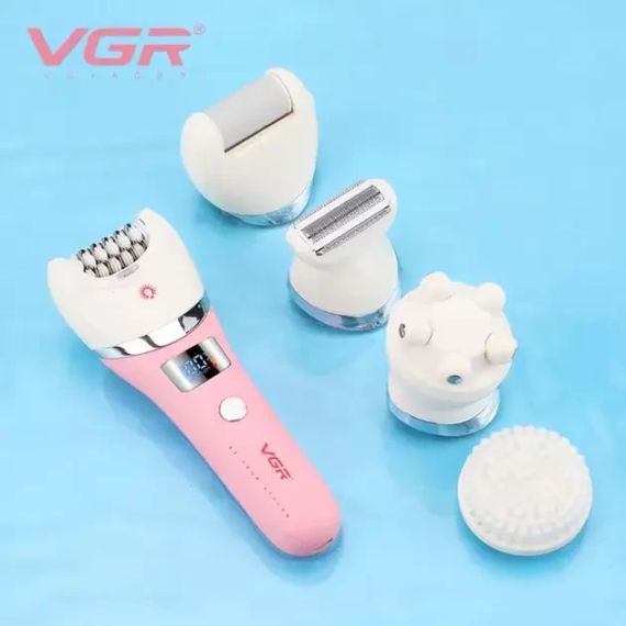 Многофункциональный аккумуляторный эпилятор с подсветкой VGR V-759 5в1 женская электробритва | Зображення 2