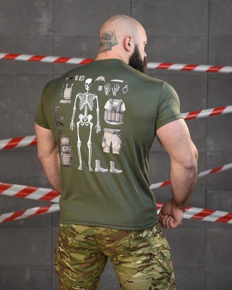 Тактична волога відвідна футболка SABUR скелет олива НП5205