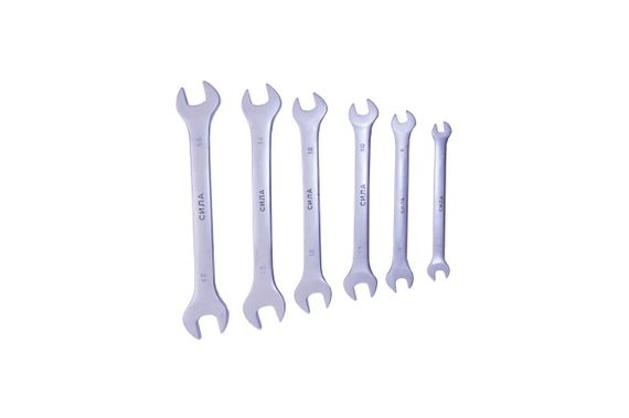 Набор ключей рожковых CrV 6x7, 8x9, 10x11, 12x13, 14x15, 16x17мм (6шт) СИЛА | Зображення 1